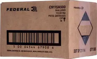 Federal Champion 9mm, 115gr, FMJ, 100rd Bulk Pack