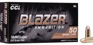 CCI Blazer Brass 9mm, 124gr, FMJ, 100rd Box