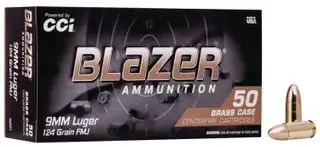 CCI Blazer Brass 9mm, 124gr, FMJ, 100rd Box