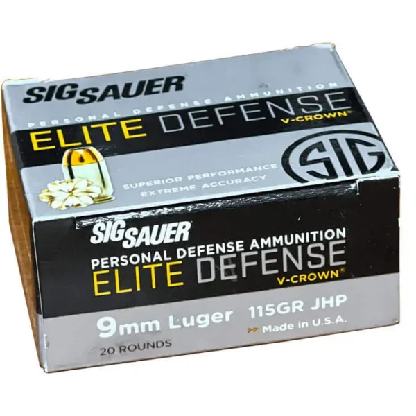 Sig Elite V-Crown 9mm 115gr, Jacketed Hollow Point, 200rd Box