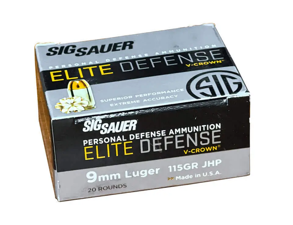 Sig Elite V-Crown 9mm 115gr, Jacketed Hollow Point, 200rd Box