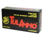 TulAmmo 9mm 115gr, FMJ, Range and Practice, Steel Case, 50rd Box