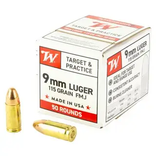 Winchester USA White Box 9mm, 115gr, Full Metal Jacket, 100rd Box no price
