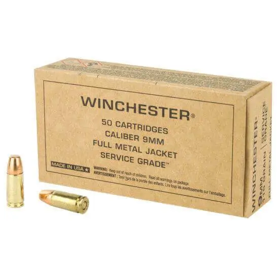 1000rds Of Winchester Service Grade 9mm 115 Grain FMJ