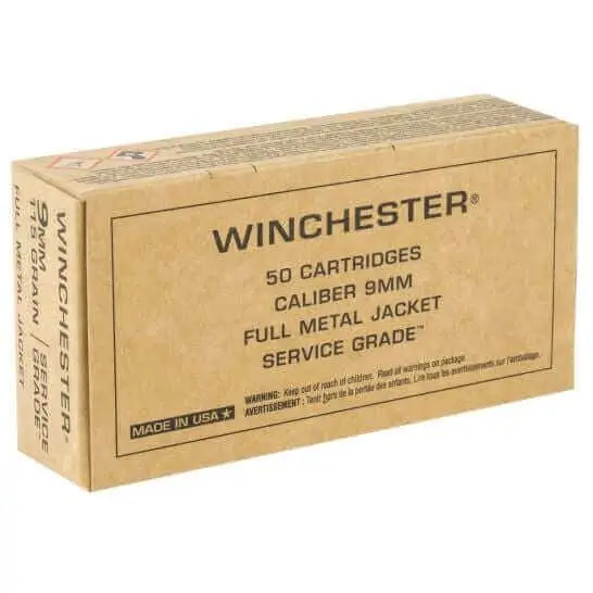 1000rds Of Winchester Service Grade 9mm 115 Grain FMJ