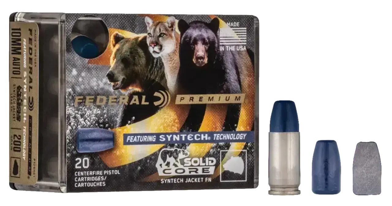 Federal Premium Hunting 9mm +P, 147gr, Solid Core Synthetic Flat Nose, 20Bx/10Cs