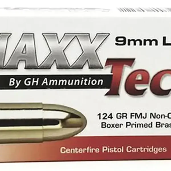 MaxxTech 9mm 124gr, 1150 fps, FMJ, 50Bx/20Cs