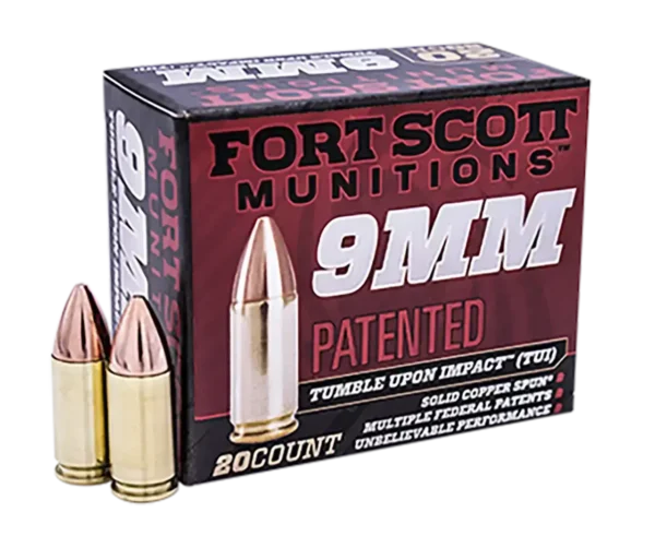 Fort Scott TUI 9mm, 115gr, Nickel-Plated, Solid Copper Spun, 20rd Box