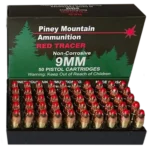 Piney Ammunition Red Tracer 9mm, 119gr, FMJ, 20rd Box