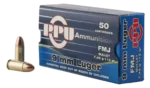 PPU Ammunition 9mm, 115gr, Full Metal Jacket, 50rd Box