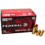Federal Ammo American Eagle 9mm, 124gr, FMJ, 200Bx/5Cs